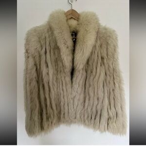 Saga Fox, Genuine Fur Coat, Beige Silver, Tan, White
